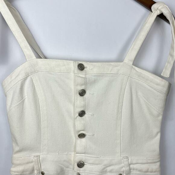Étophe Studios | NWT White Denim Layering Jumper Sleeveless Mini Dress - Picture 3 of 7